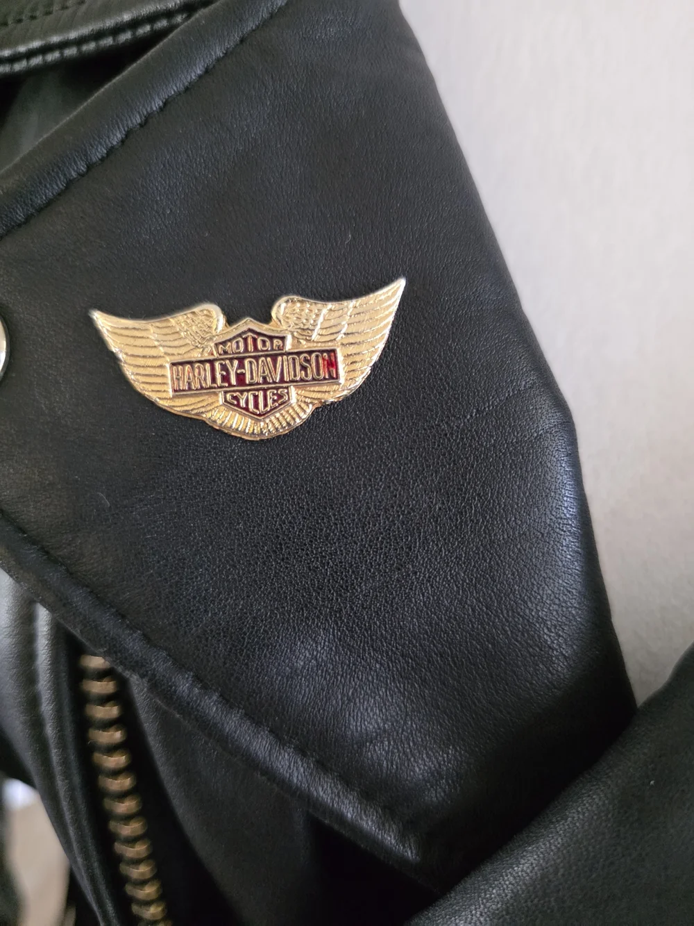 Vintage 1991 German Leather Motorcycle Jacket Harley Davidson Artwork- Mens 46